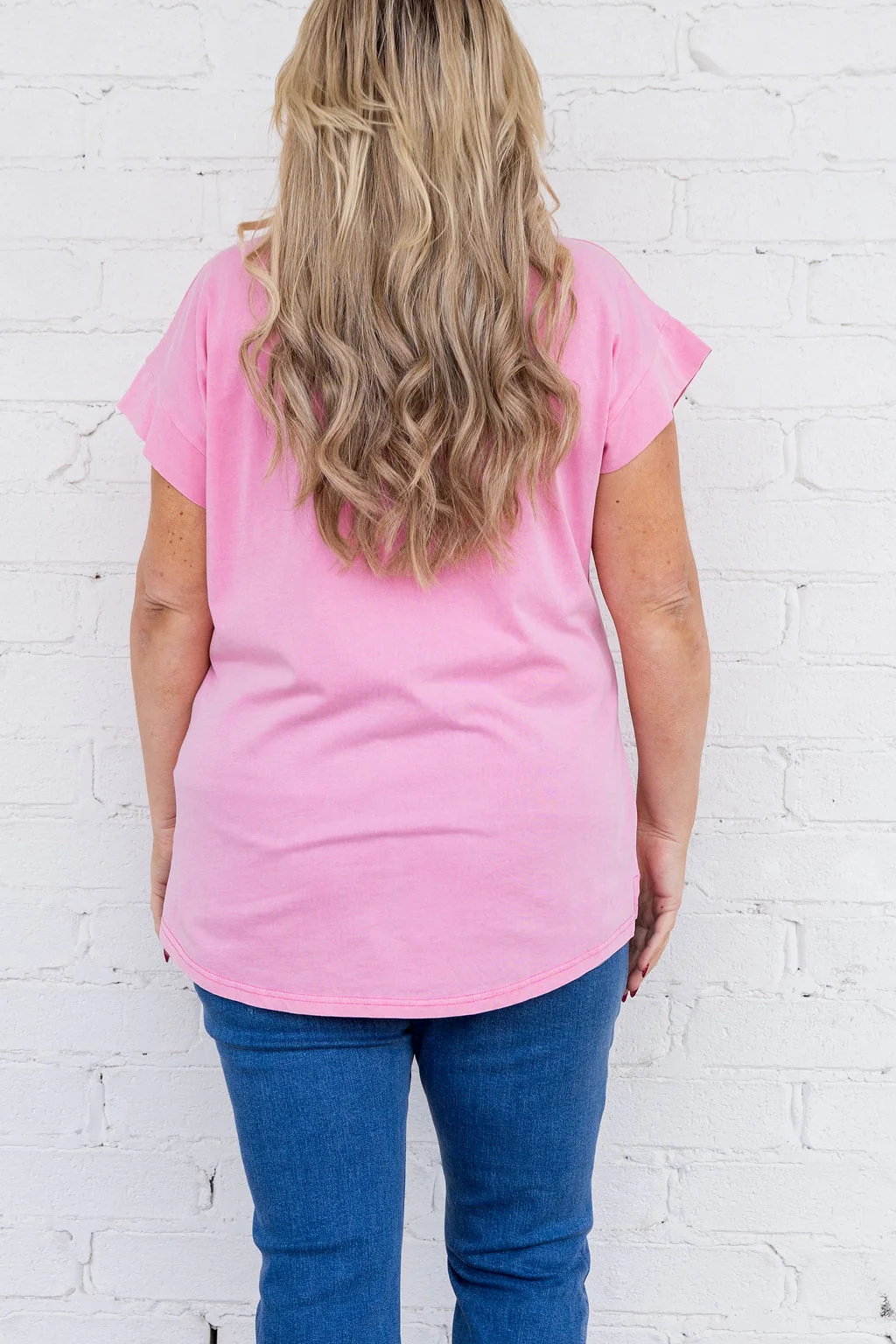 Selene Cap Sleeve Tee in Bubblegum
