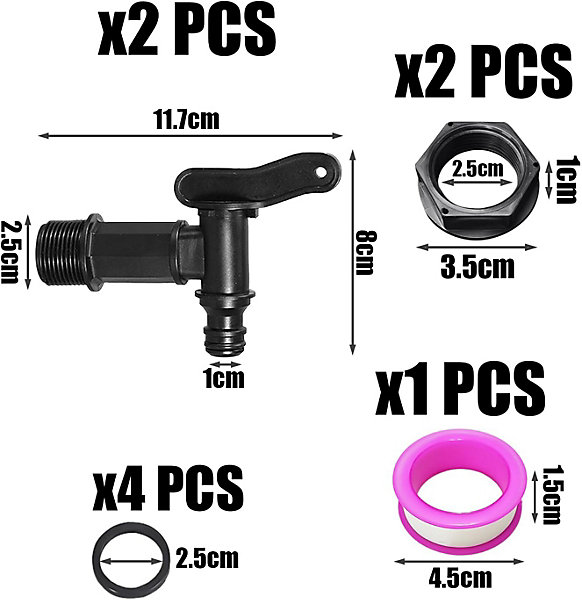 CODEKEY Lot de 2 water tank connectors (with washers and 1 sealing strip), outlet connector, replacement faucet, water tank connec