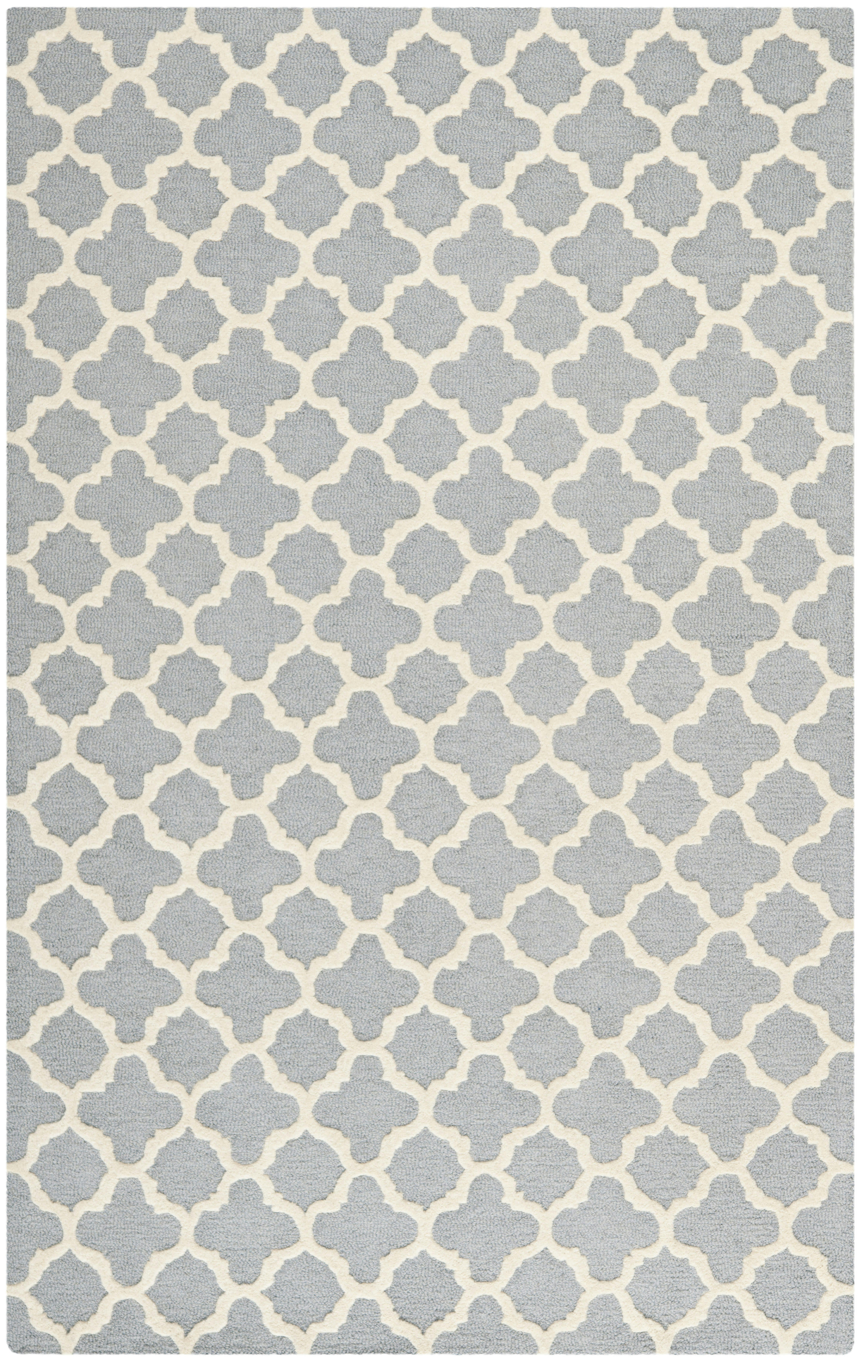 CAMBRIDGE - Tapis de salon interieur en argent & ivoire, 152 x 244 cm
