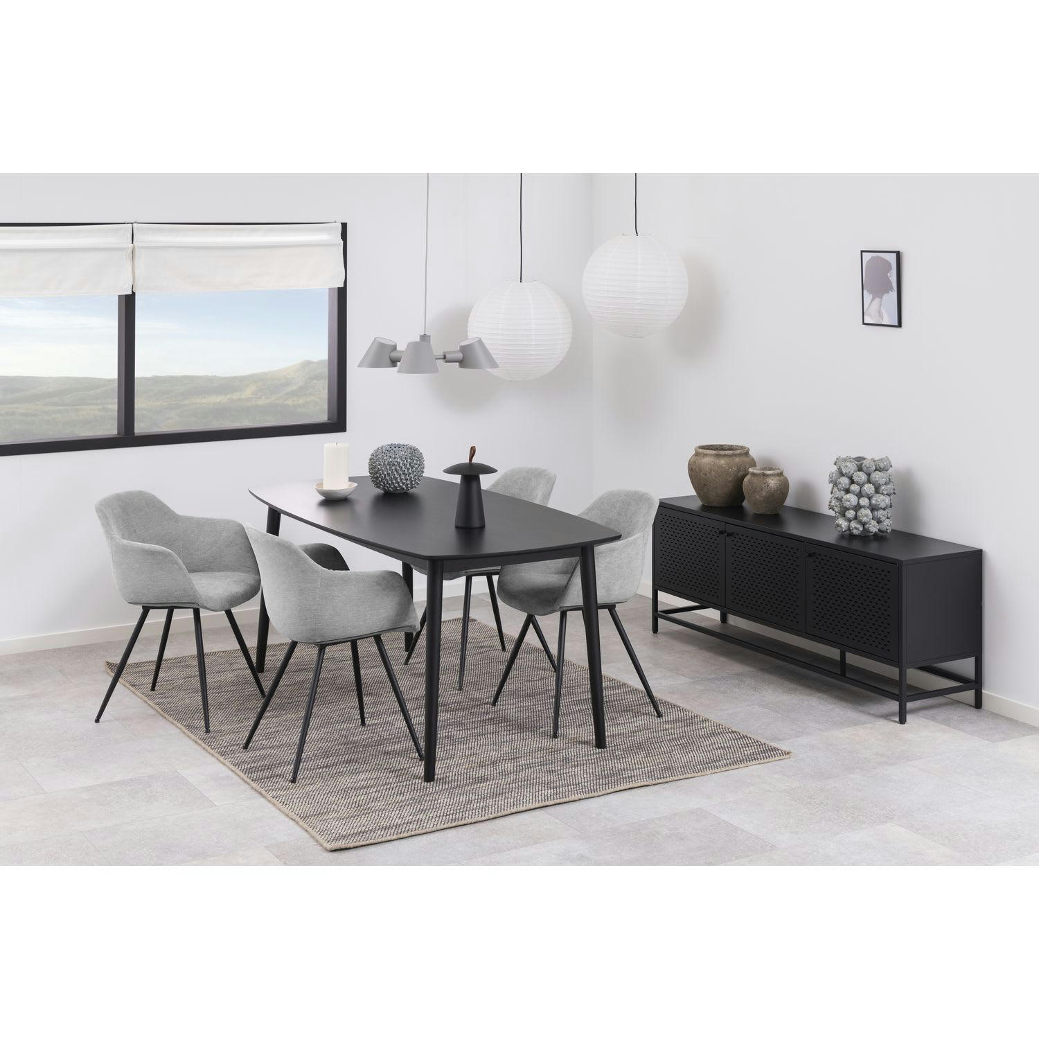 JOY - Buffet avec 4 niches de rangement fermées par 3 portes noir