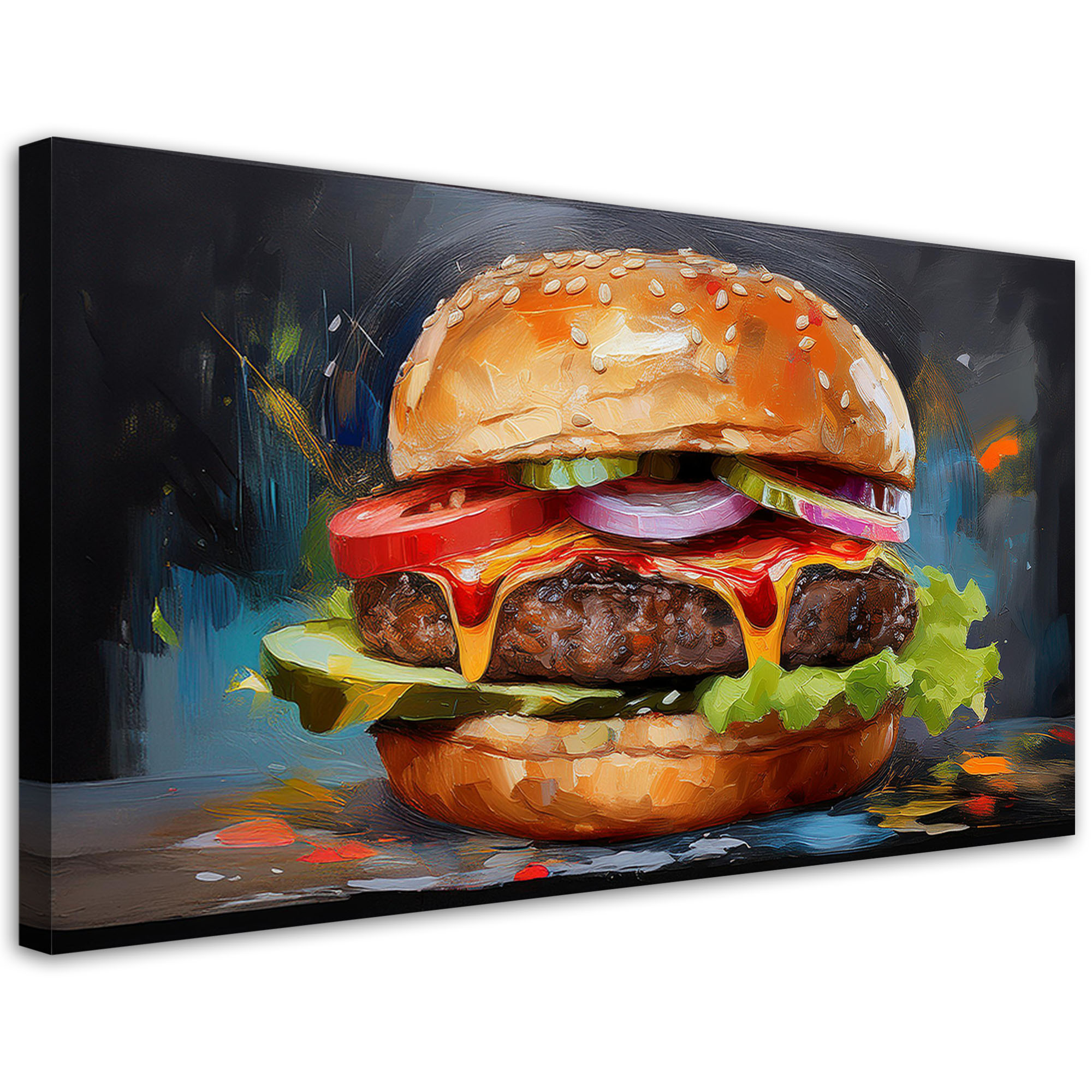 Feeby Obraz na płótnie, Burger Hamburger Kanapka Jedzenie 100x50