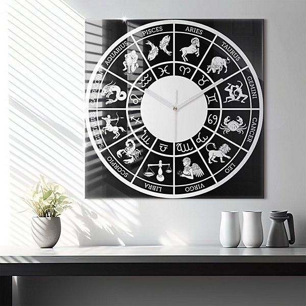 Horloge murale Wallfluent 60x60 cm Aiguilles blanches Zodiaque 1 pcs