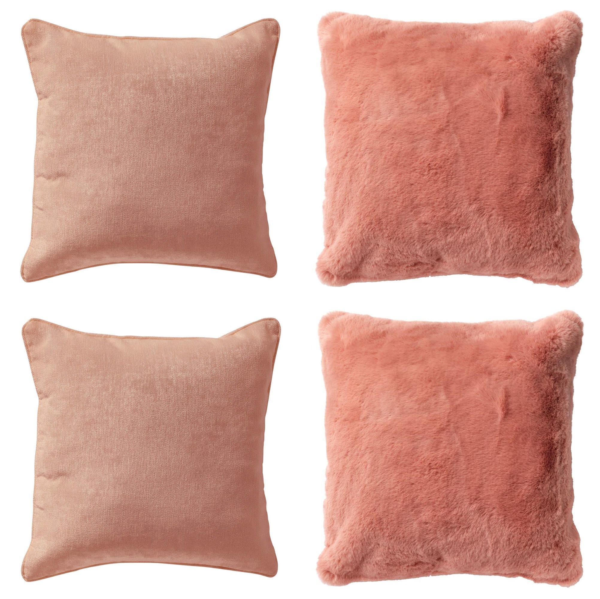 KUSSENSET - 4-delig - Soft Elegance - 45x45 cm - inclusief binnenkussens - roze
