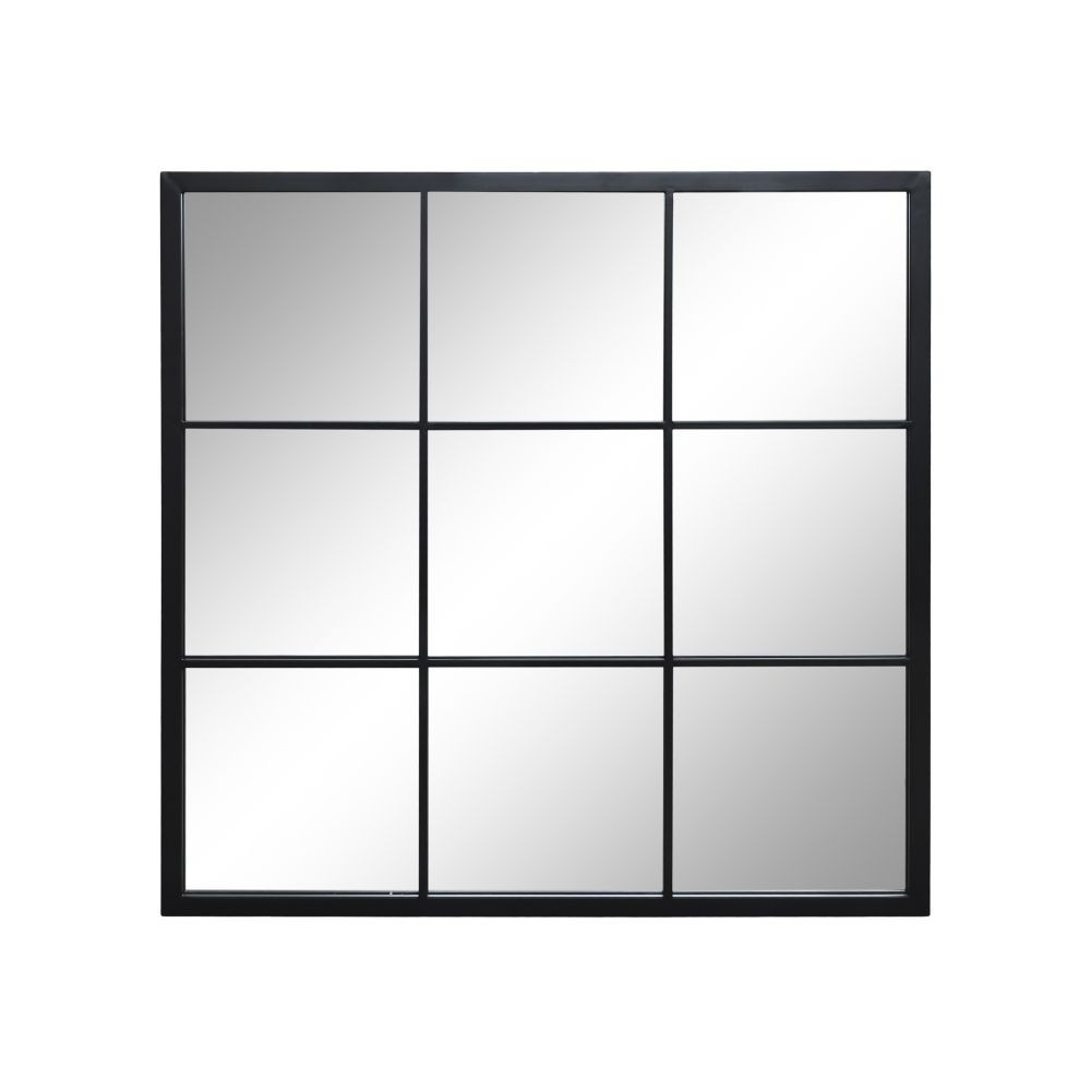 Lustro okno czarne ze szprosami 90x90 cm