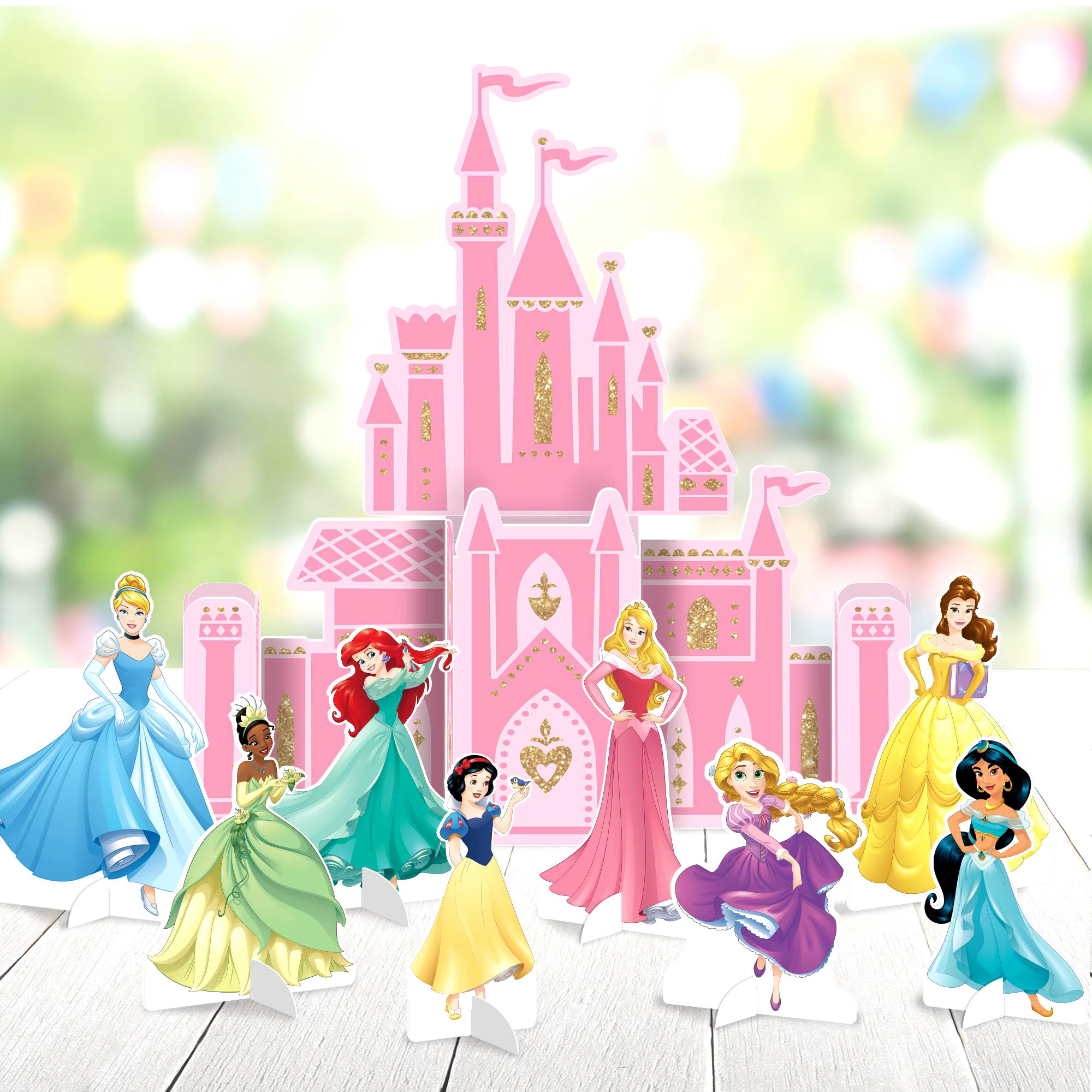 Disney Once Upon a Time Birthday Party Table Decorating Kit features Disney Princesses, 9-pc