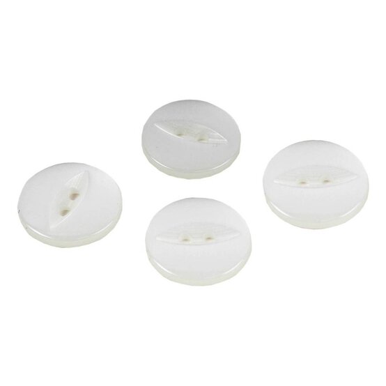Hemline White Basic Fish Eye Button 4 Pack
