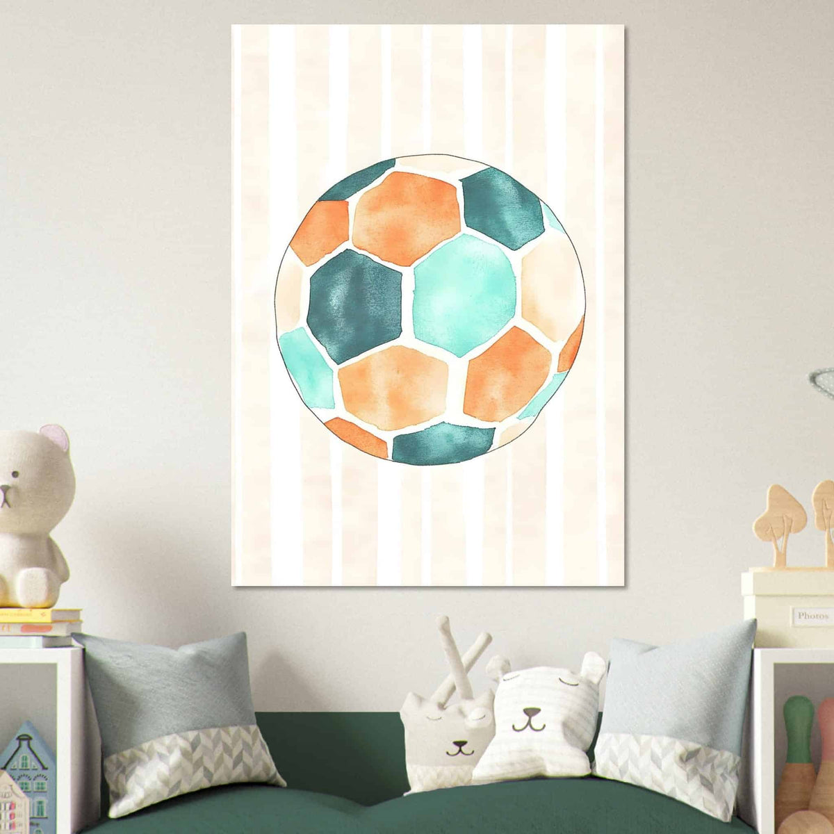 Artfulprints Poster Blauw oranje voetbal  - 70x100 cm - Meerkleurig