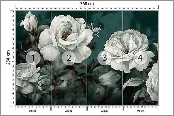 Papier Peint Photo Pour Salon FLEURS Feuilles Nature 3D 368cm x 254cm