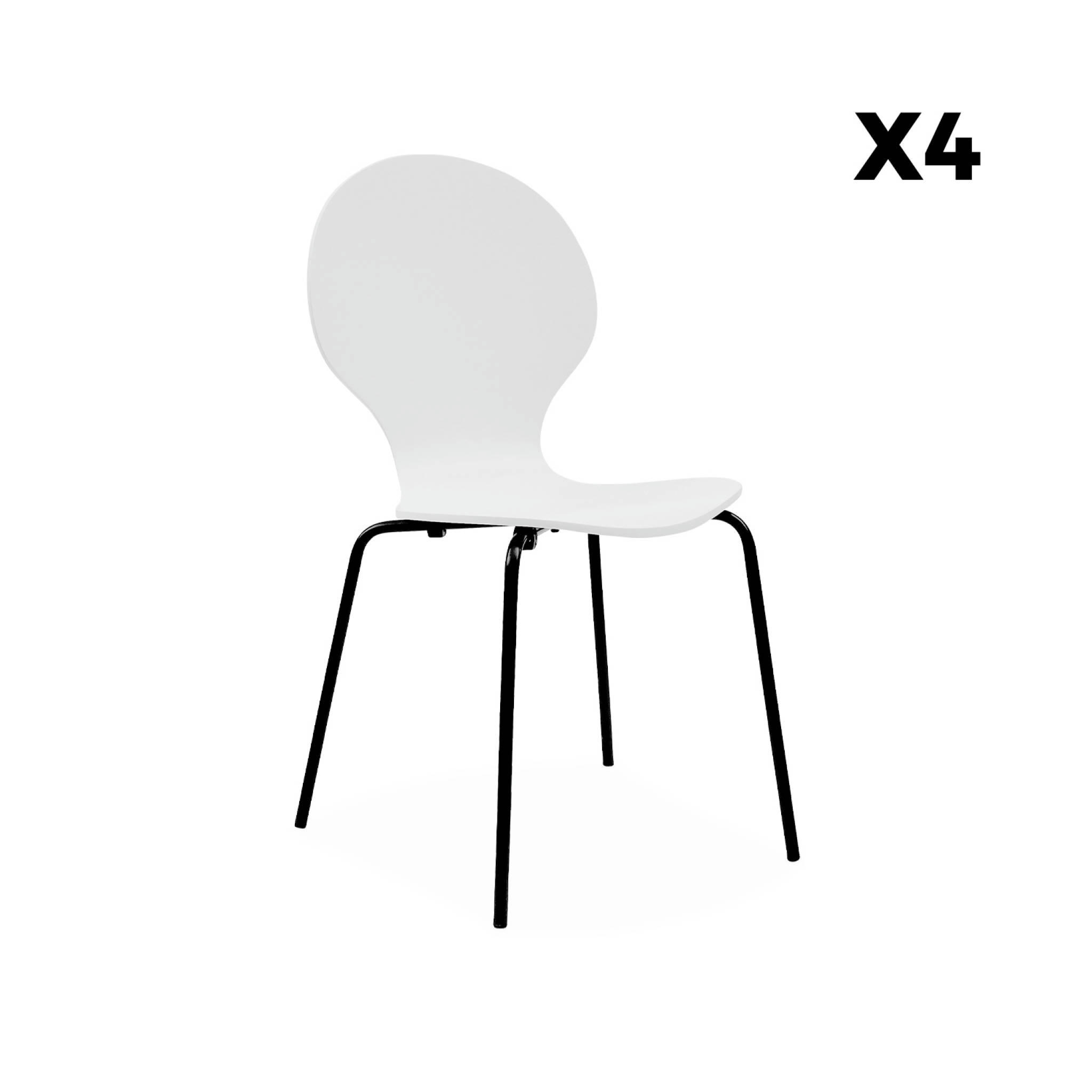 NAOMI - Lot de 4 chaises rétro empilables blanches