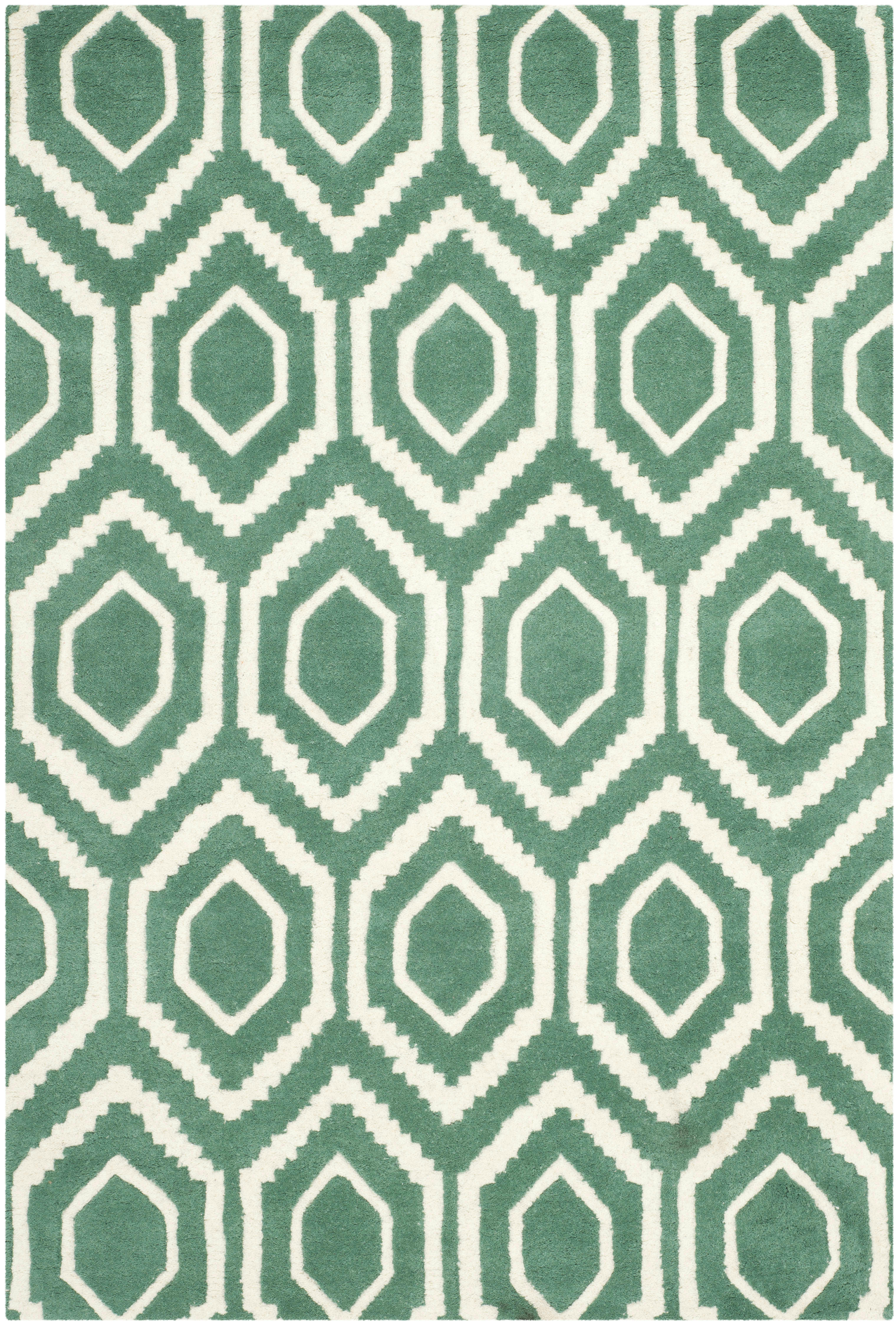 CHATHAM - Tapis de salon interieur en teal & ivory, 122 x 183 cm