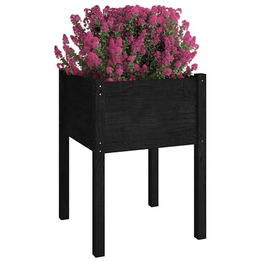 NNEVL Garden Planters 2 pcs Black 50x50x70 cm Solid Pinewood