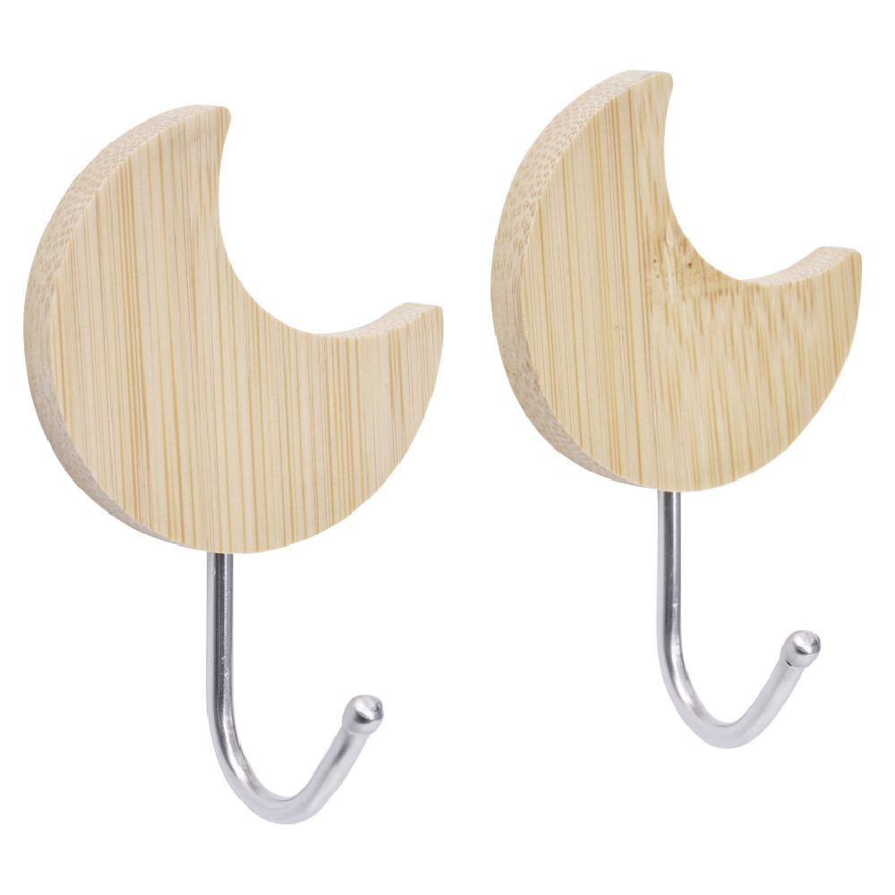 Patère murale forme lune bambou et métal 7xH4,5cm x2