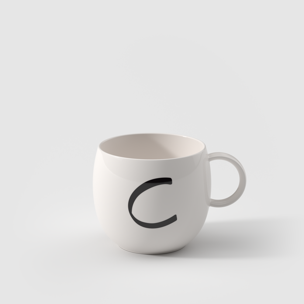 Letters Mug - White, 9.9 oz, Premium Porcelain