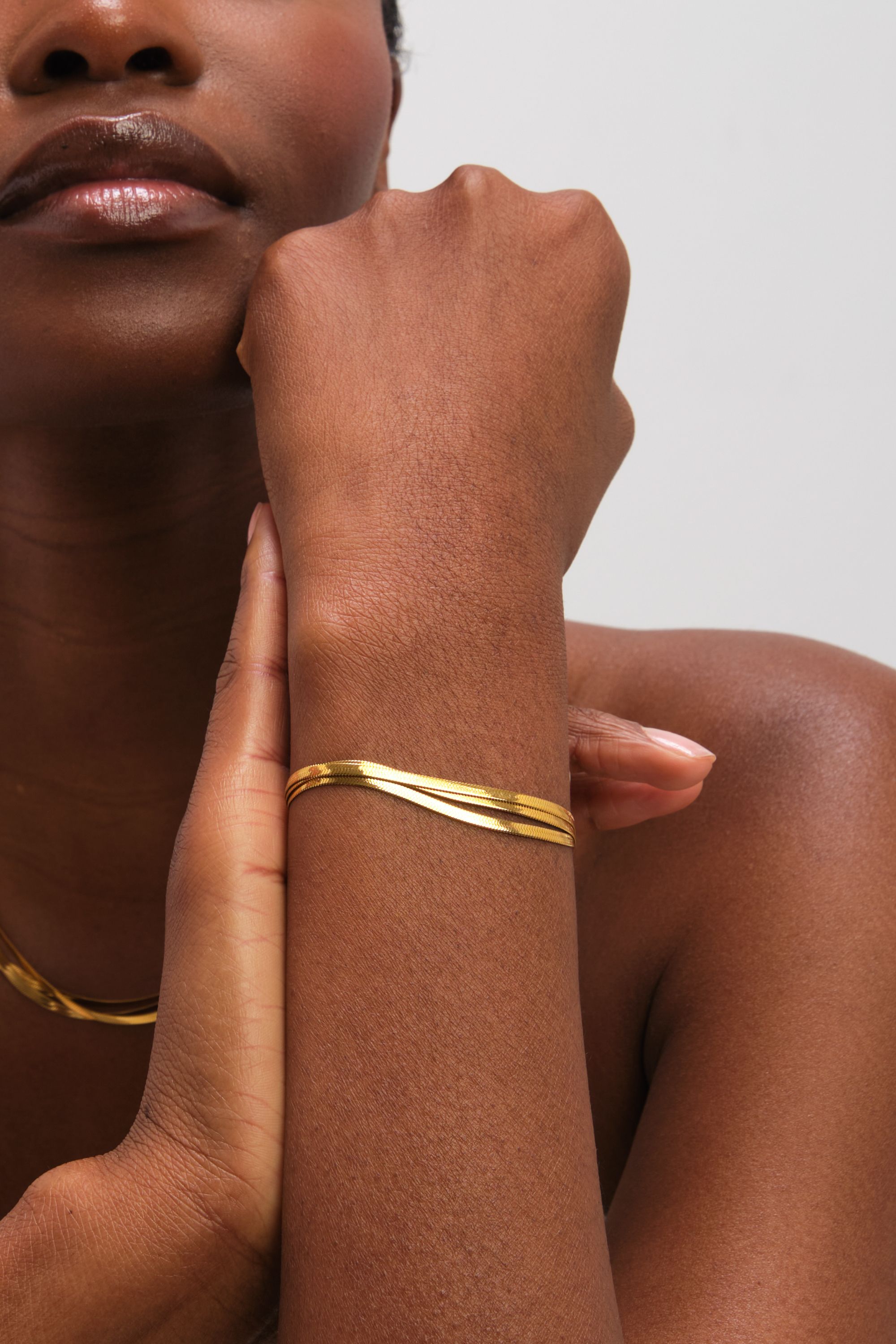 Jon Richard Gold Plated Waterproof Multirow Snake Chain Bracelet