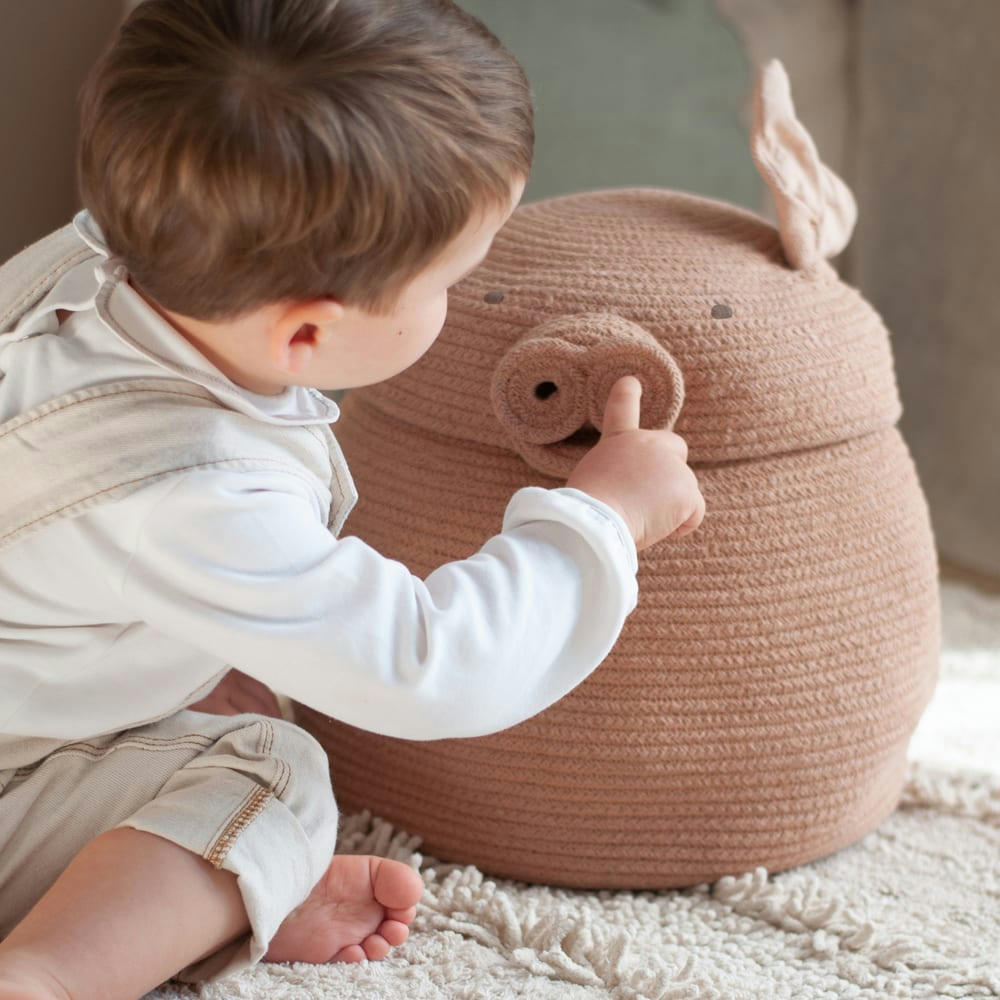 THE ANIMAL CREW - Panier pour enfants Peggy le cochon