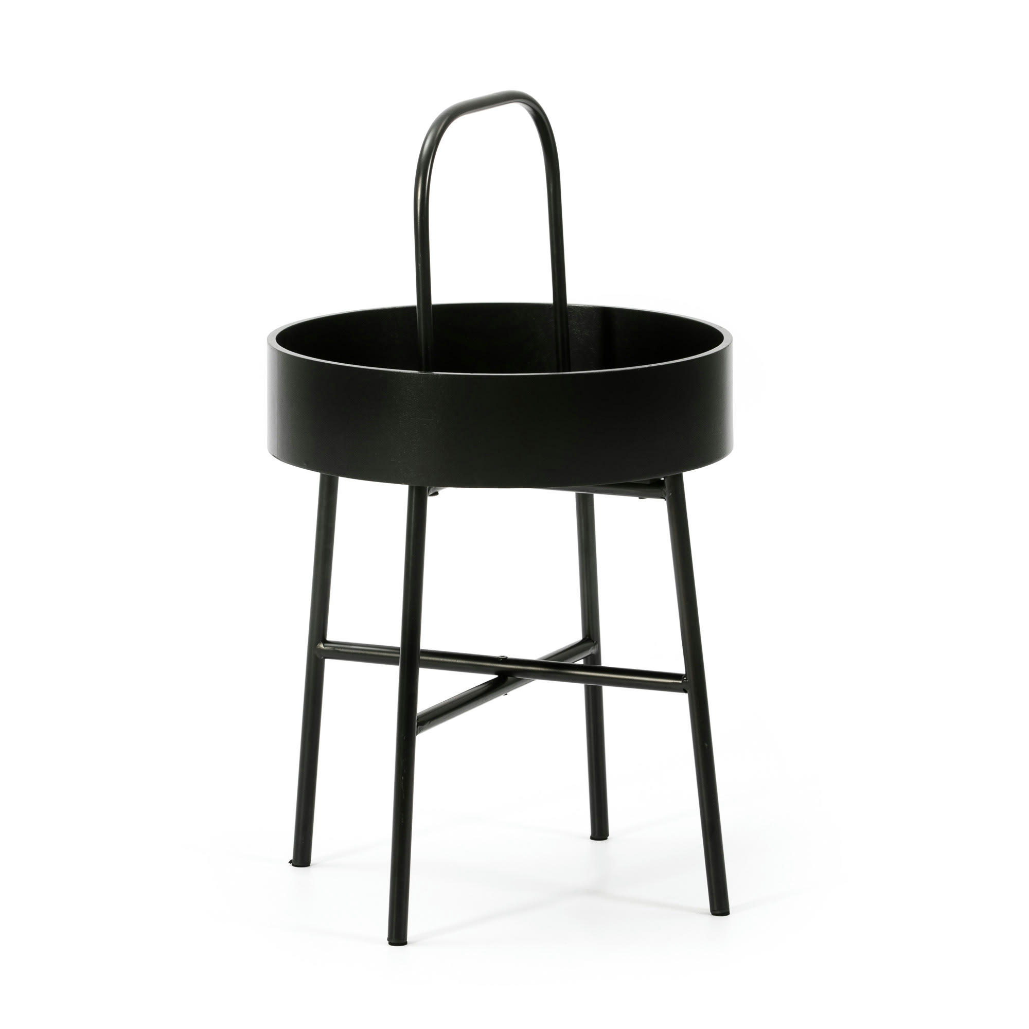 JAIPUR - Bout de canapé avec plateau en mdf noir et structure métallique