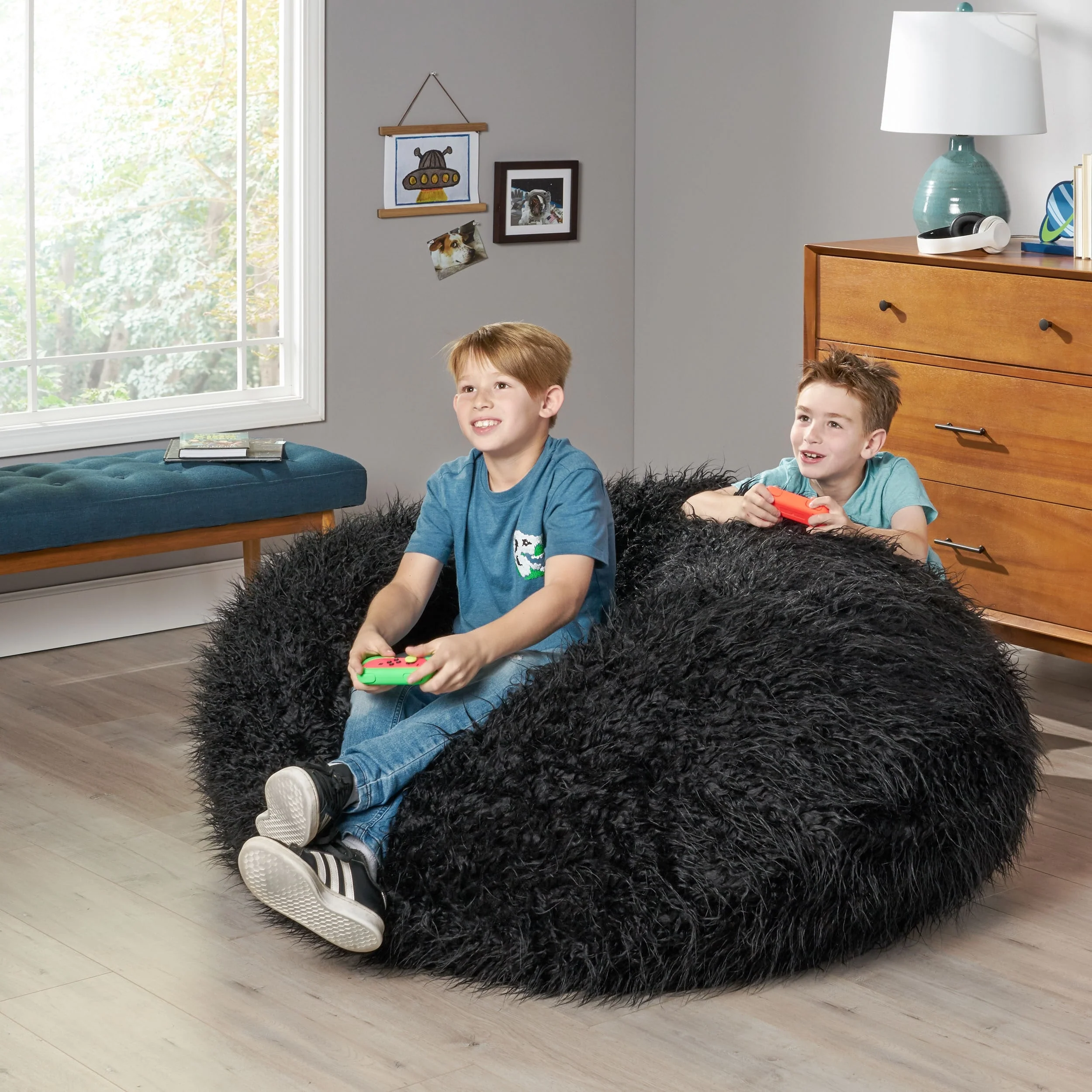 Lachlan Glam Faux Fur Bean Bag Chair by Christopher Knight Home