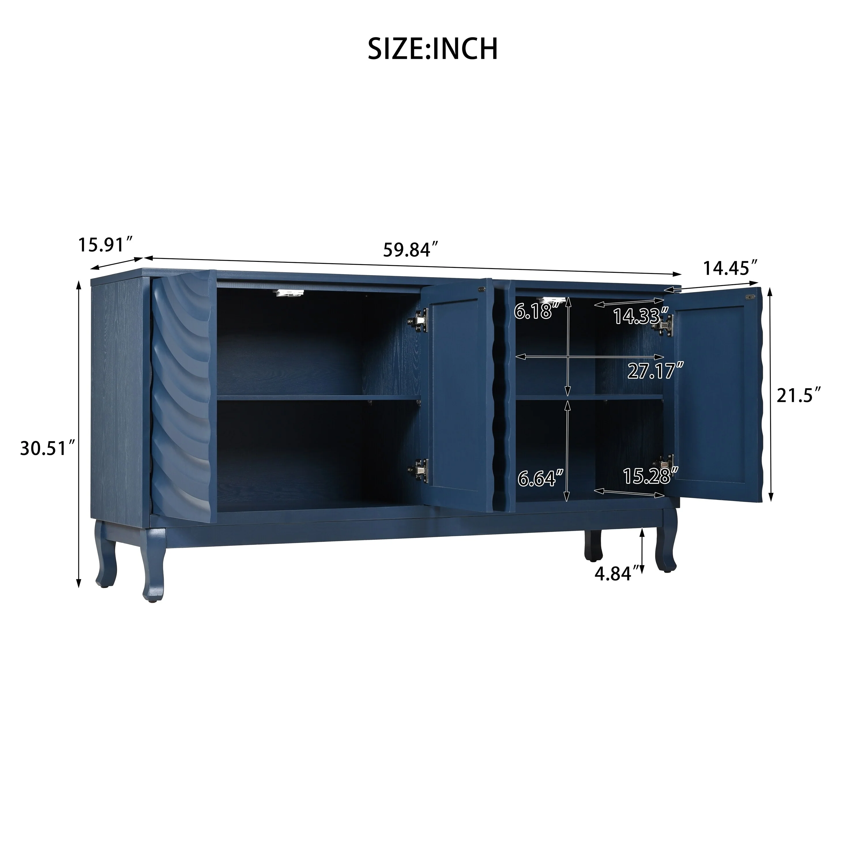 Elegant Sideboard with Arched Groove Design for Living Room