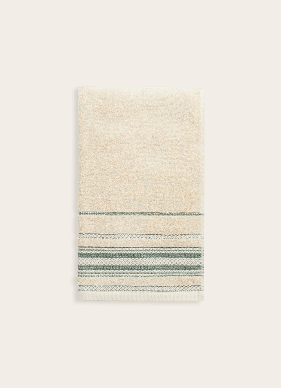 SERVIETTE DE TOILETTE EVAN ÉCRU / VERT