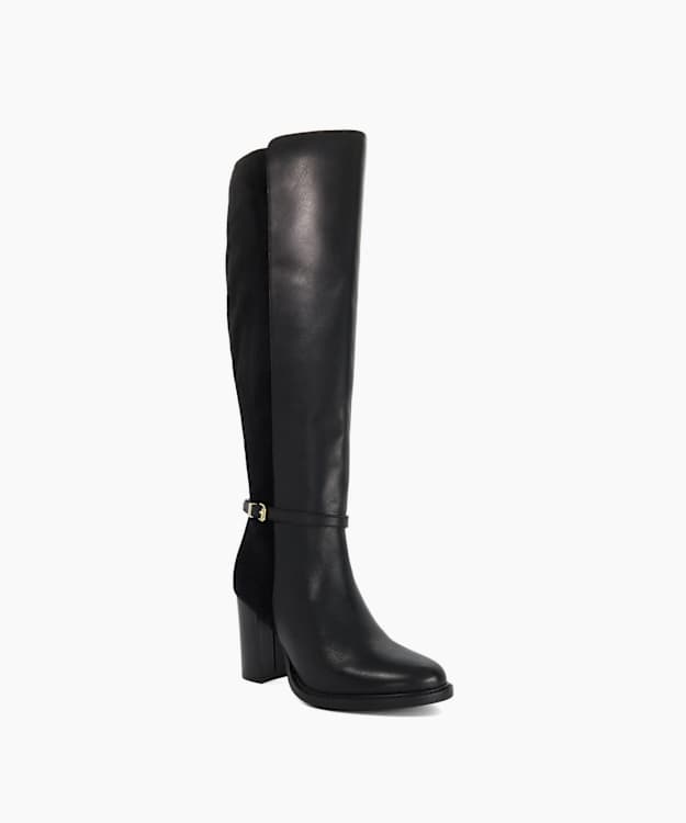 Secrets Black - Leather-Suede Knee-High Boots