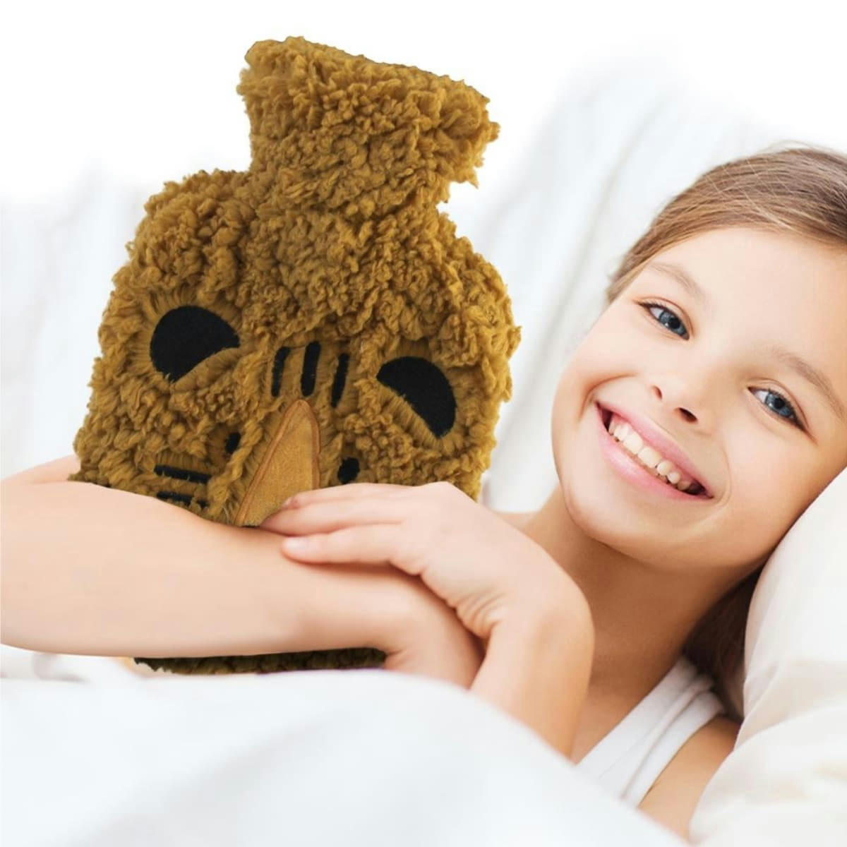 - Bouillotte tigre avec enveloppe en fourrure