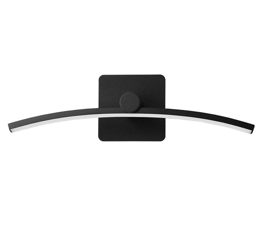 Kinkiet LED czarny nad okragłe lustro 40 cm