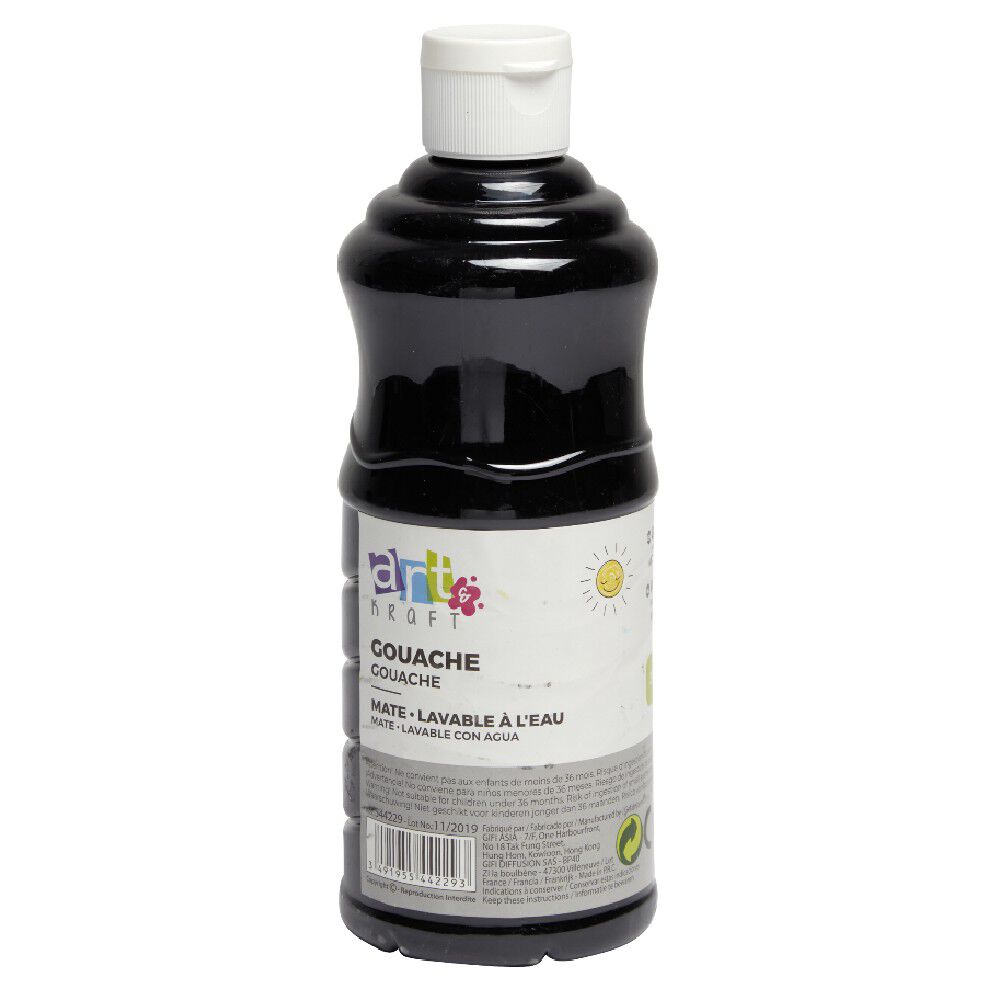 Tube de peinture gouache noir 500 ml