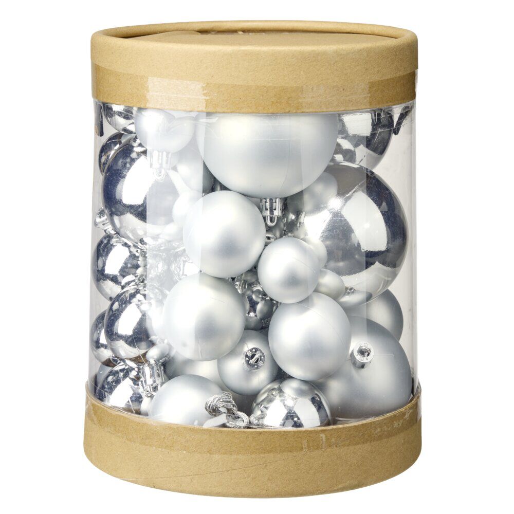 Boule de No&euml;l brillante bleu et argenté x50