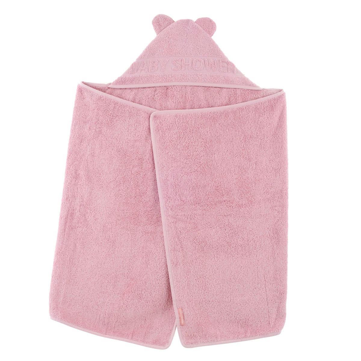 BABYSHOWER - Cape de bain vieux rose coton bio 60x120 cm