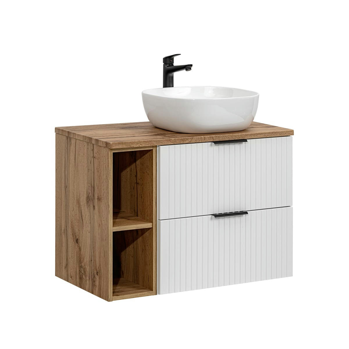 - Meuble simple vasque 80cm 2 niches blanc