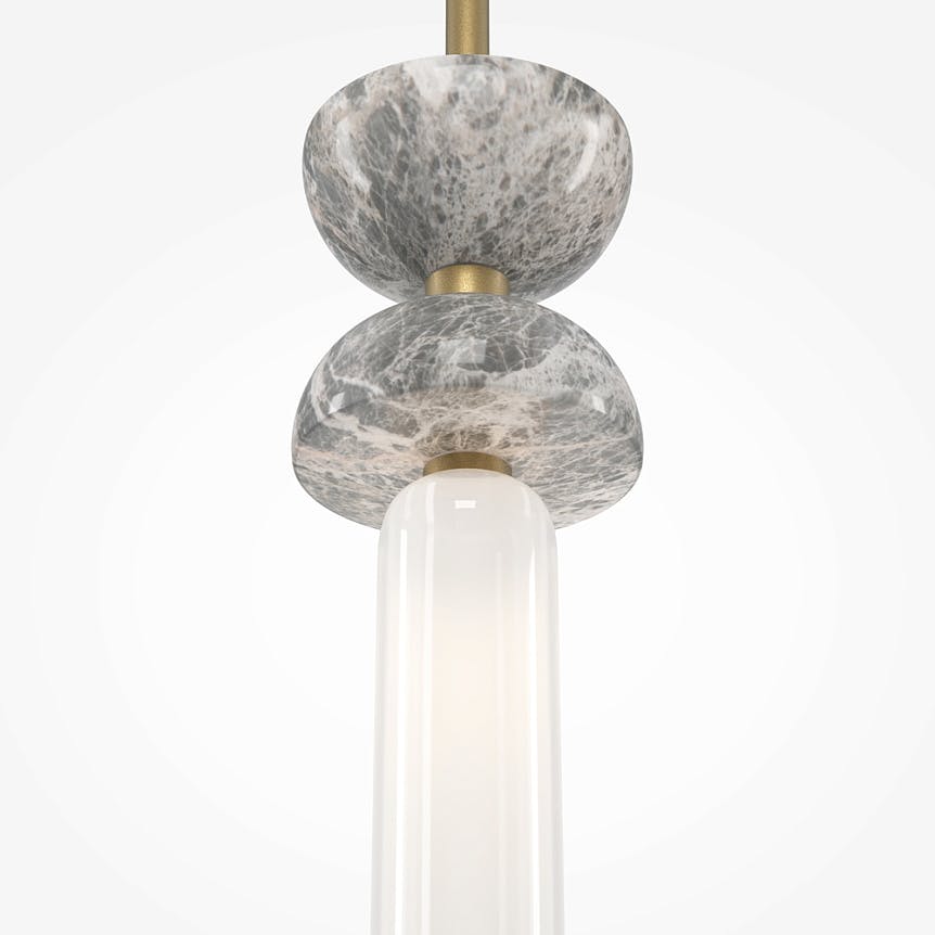 Suspension design blanche – sablier marbre & verre blanc ENID