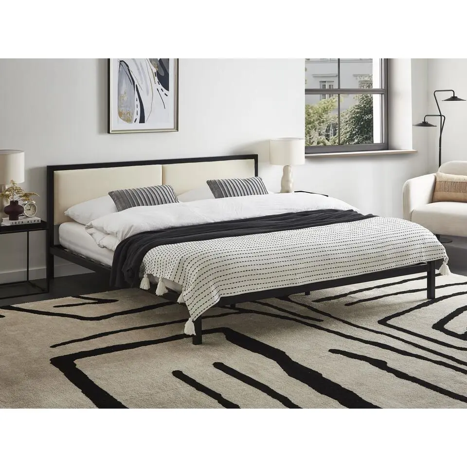 CLAMART - Tweepersoonsbed - Lichtbeige/Zwart - 180 x 200 cm - Metaal
