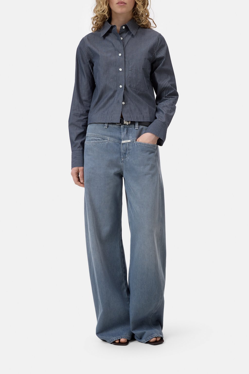 Kurze Popeline-Bluse