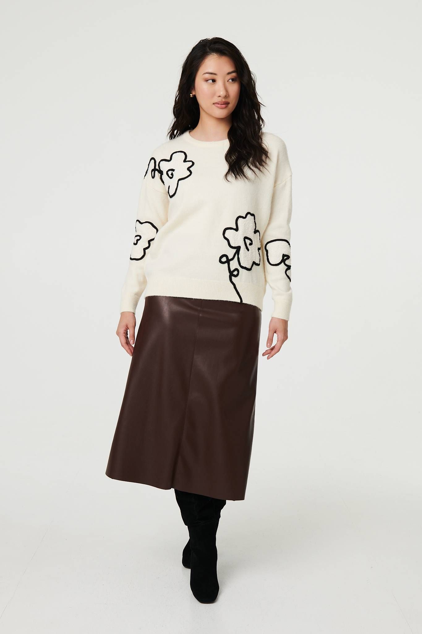 Izabel London Floral Embroidered Long Sleeve Jumper