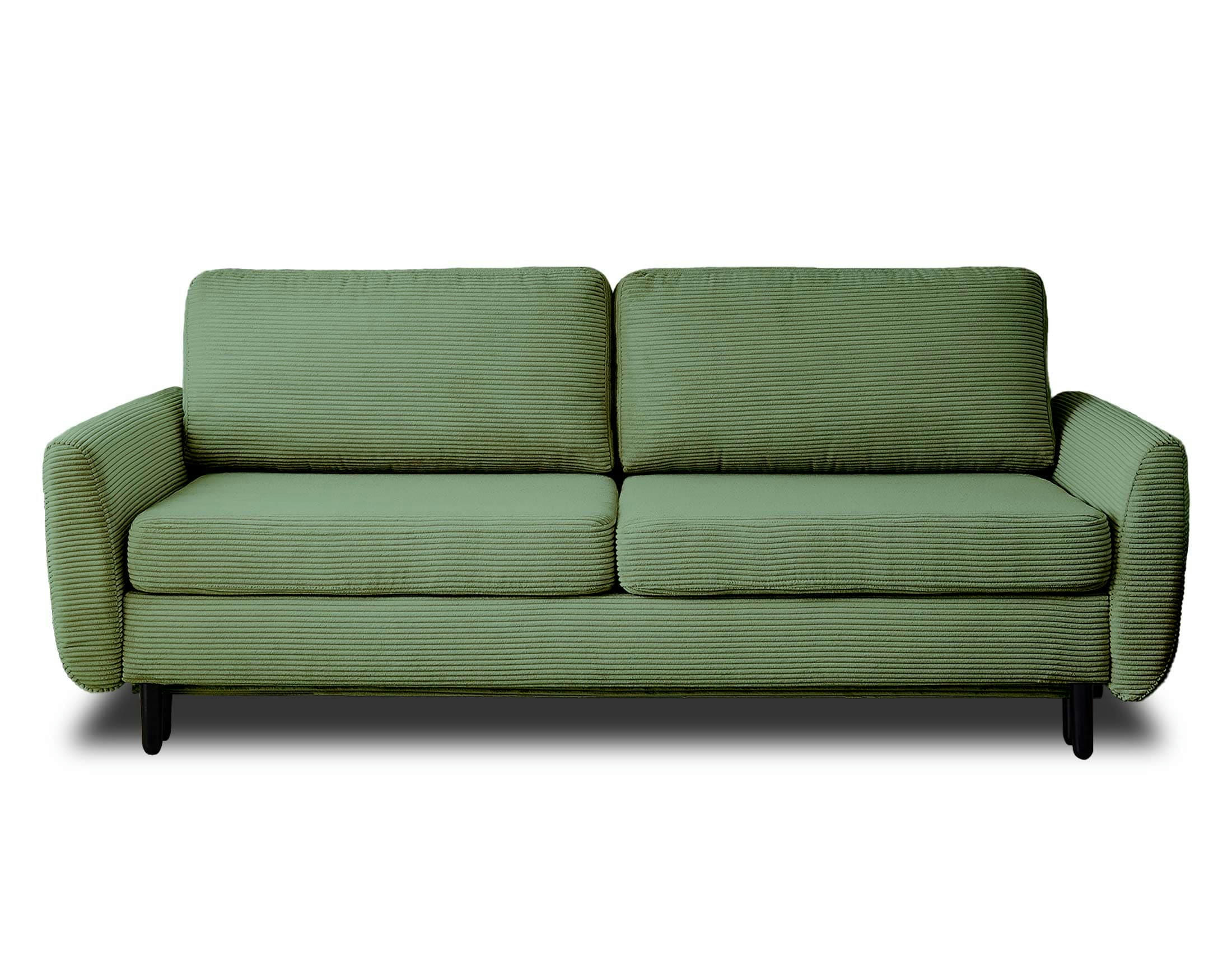DAN - Canapé droit convertible 3 places en velours côtelé vert sauge