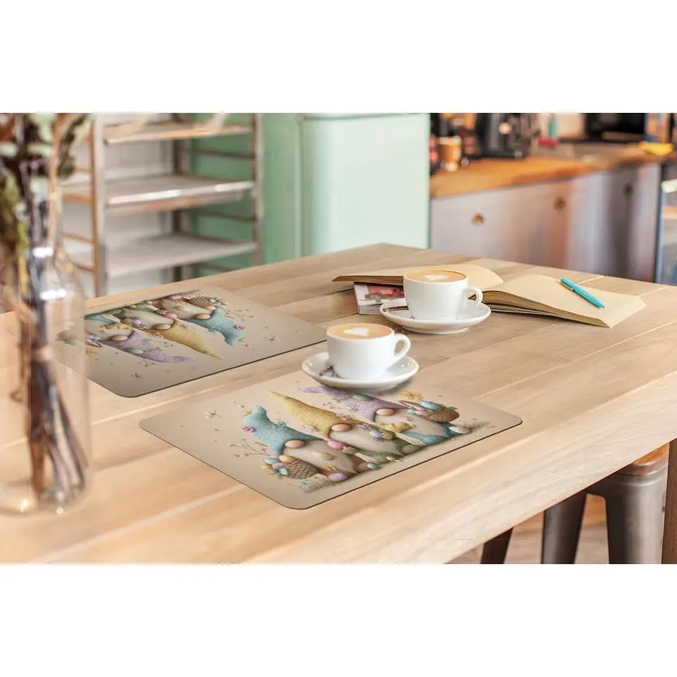 Placemat 6 stuks Kabouters - Pastelkleuren - Eieren - Bloemen