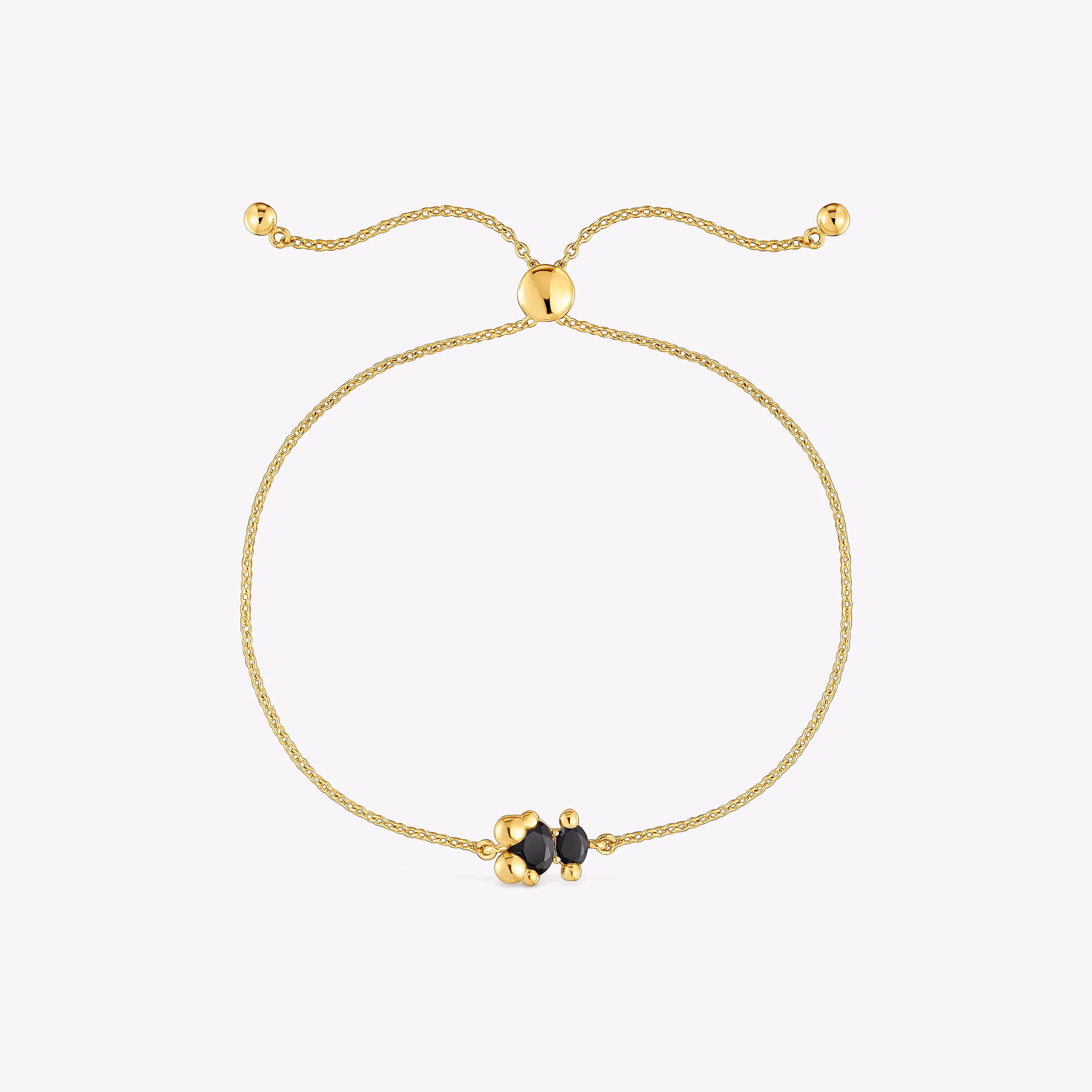 Pulsera cadena motivo oso con baño de oro 18 kt sobre plata y ónix Color Bear