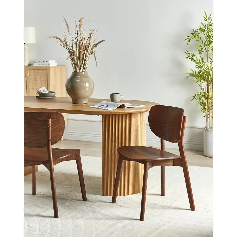 OVERLY - Eetkamerstoel set van 2 - Bruin - Rubberhout