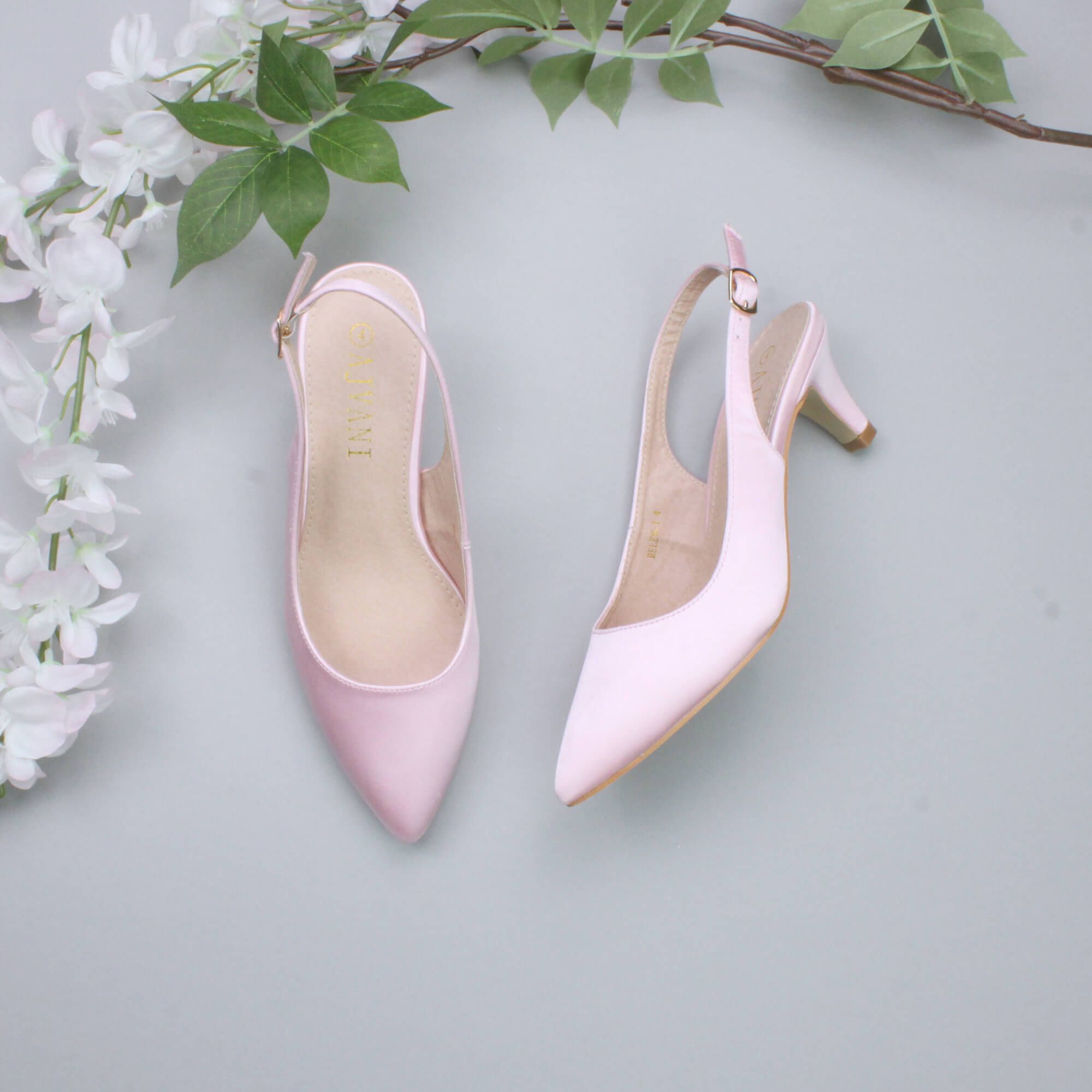 AJVANI Mid Heel Pointed Toe Slingback 50s Court Shoes