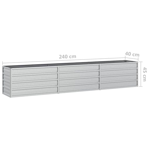 NNEVL Garden Raised Bed 240x40x45 cm Galvanized Steel Silver