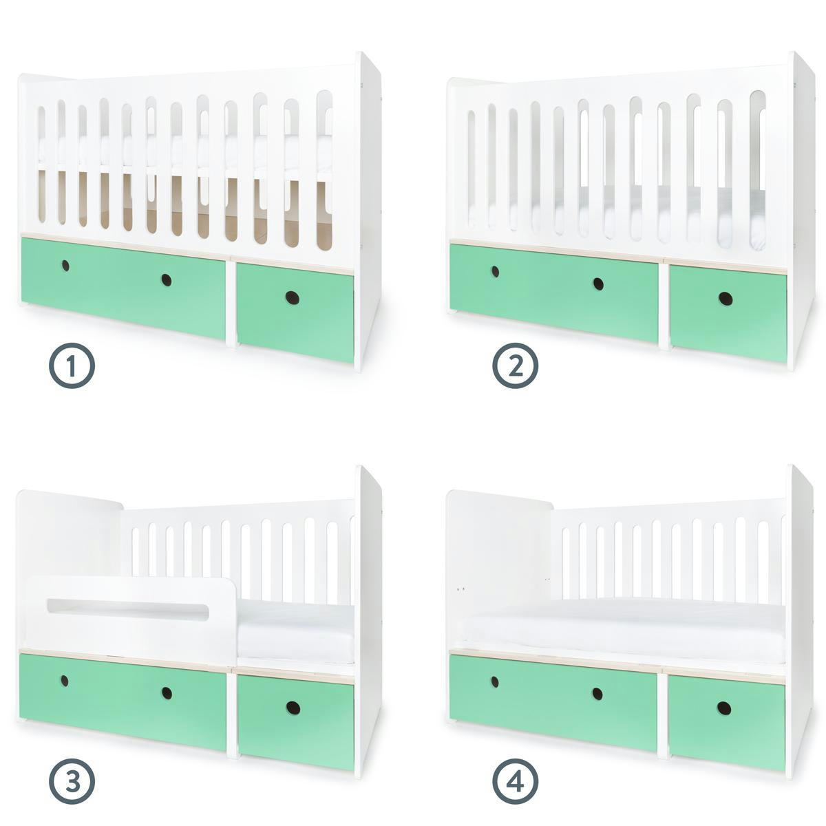 COLORFLEX - Lit bébé évolutif 70x140cm vert ocean