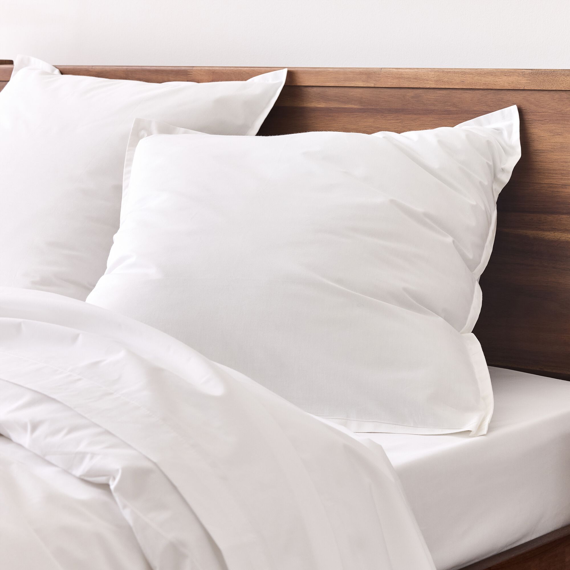 FLORE - Lot de 2 taies d'oreiller en percale de coton - blanc 65x65cm