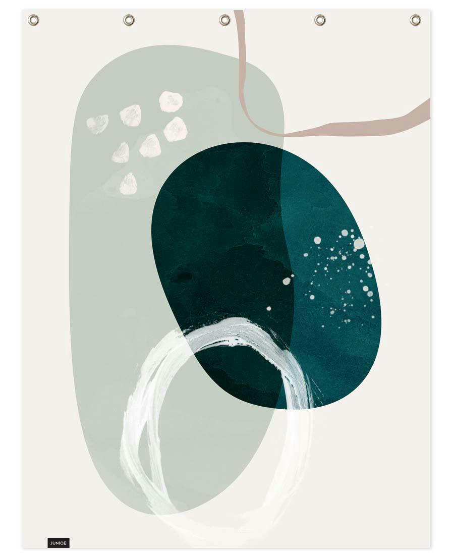 CRESCENDO - Rideau de douche en polyester en blanc ivoire & vert 150x200