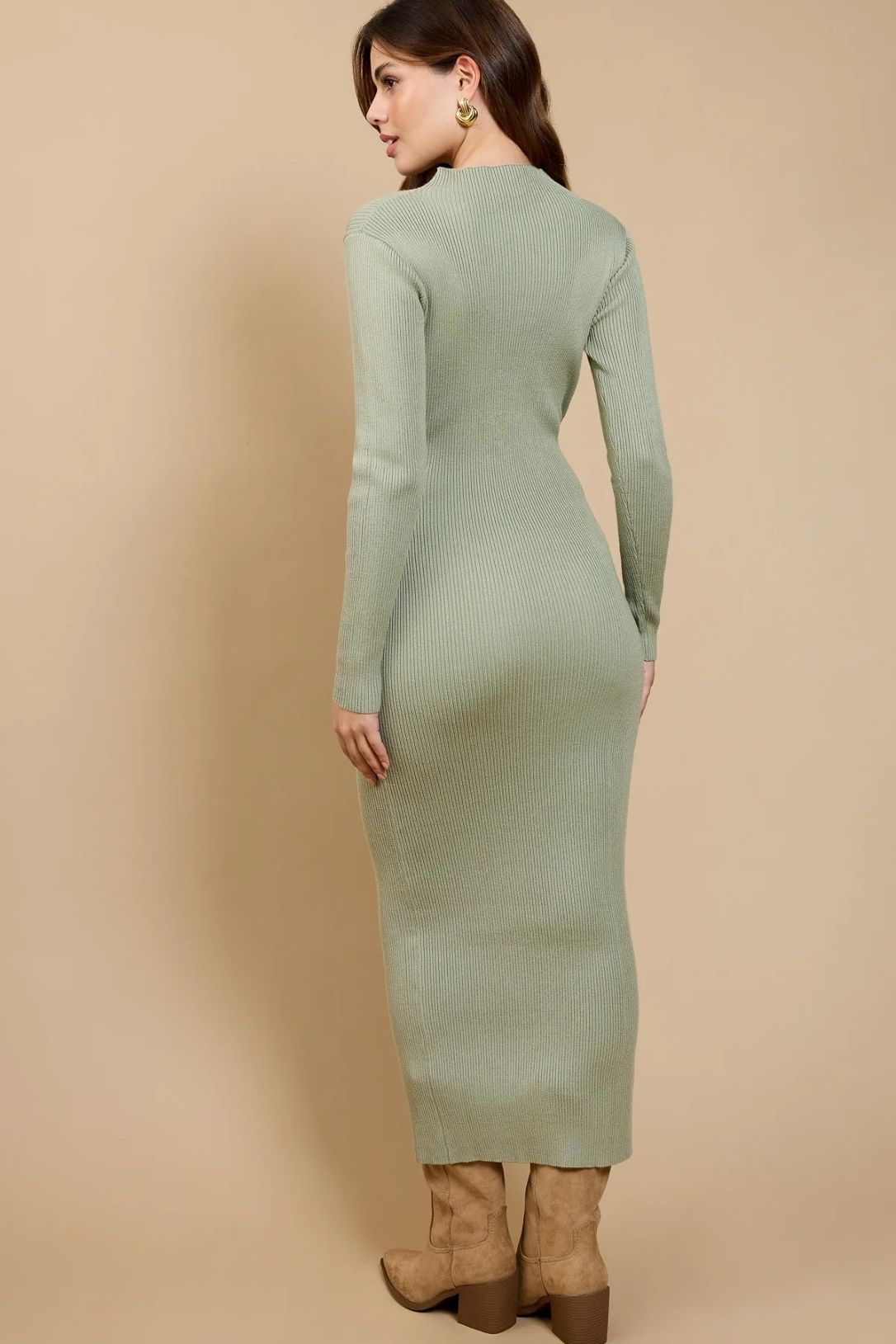 Little Mistress Sage Tie Detail Midaxi Dress