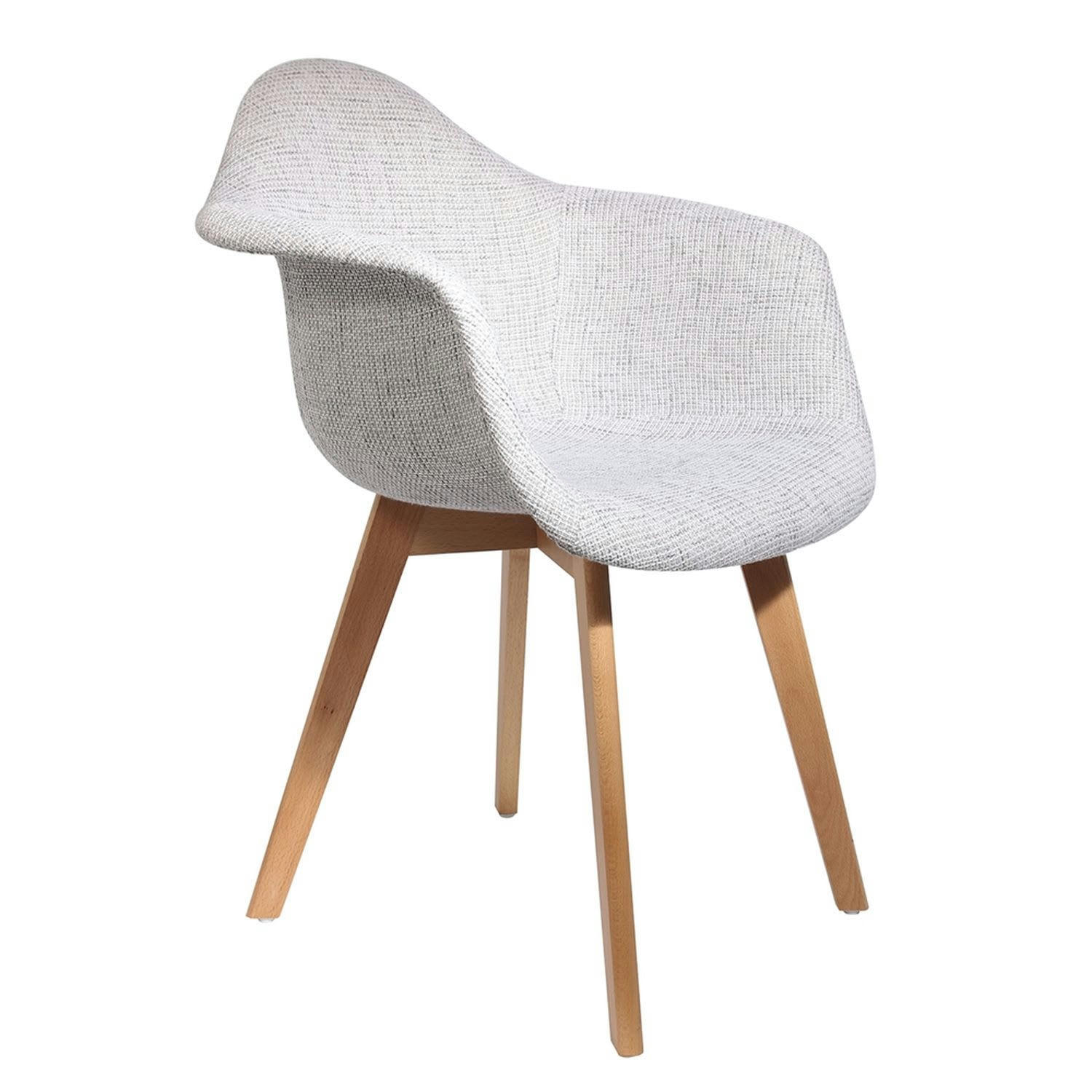 FLORA - Fauteuil scandi en grosse maille flora gris clair