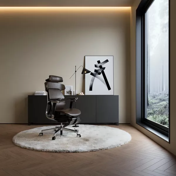 Ergonomiczny fotel Scorpio brązowy skóra naturalna