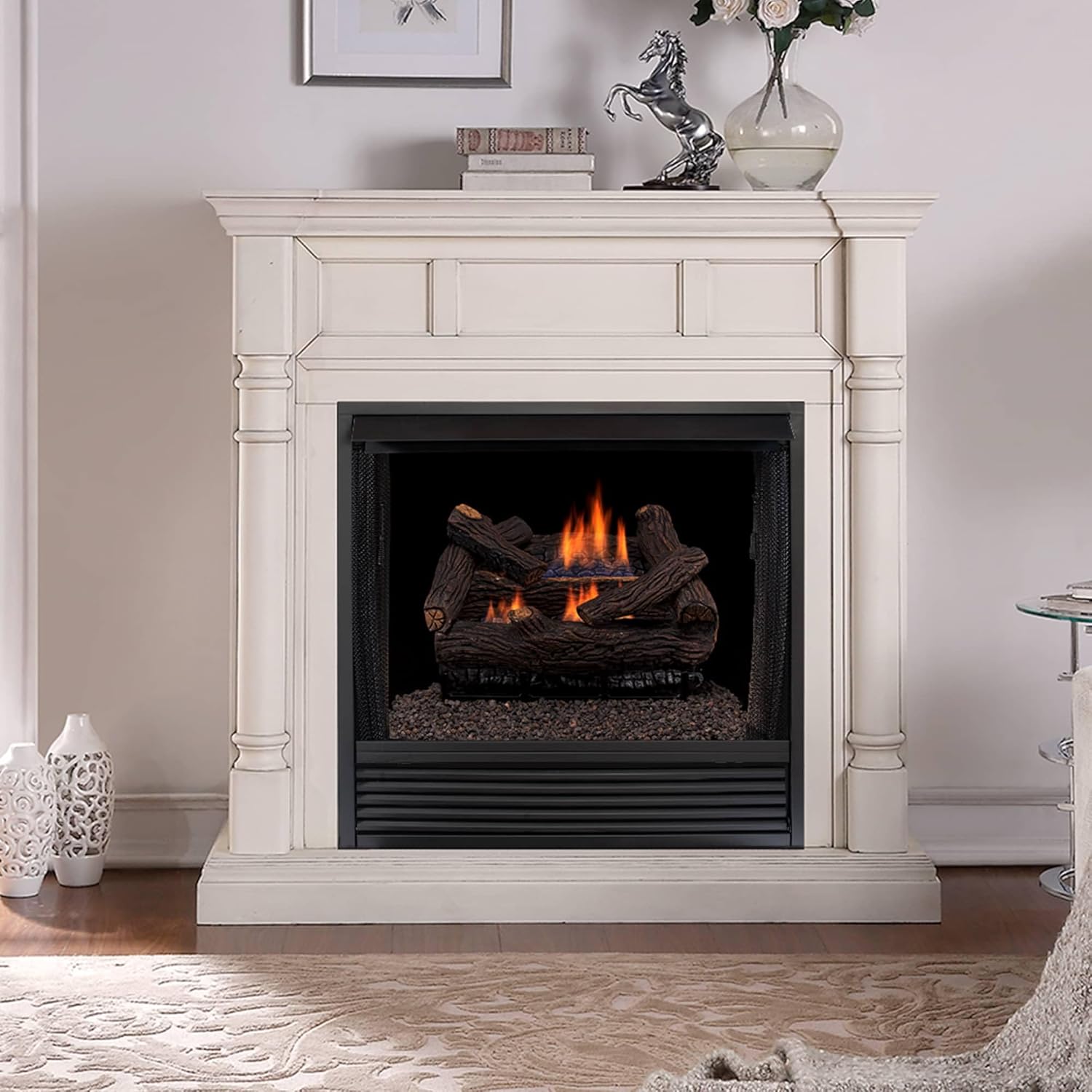 Duluth Forge Ventless Natural Gas Log Set - 18 in. Stacked Oak, 30,000 BTU, Remote Control - Model# DLS-N18R-2