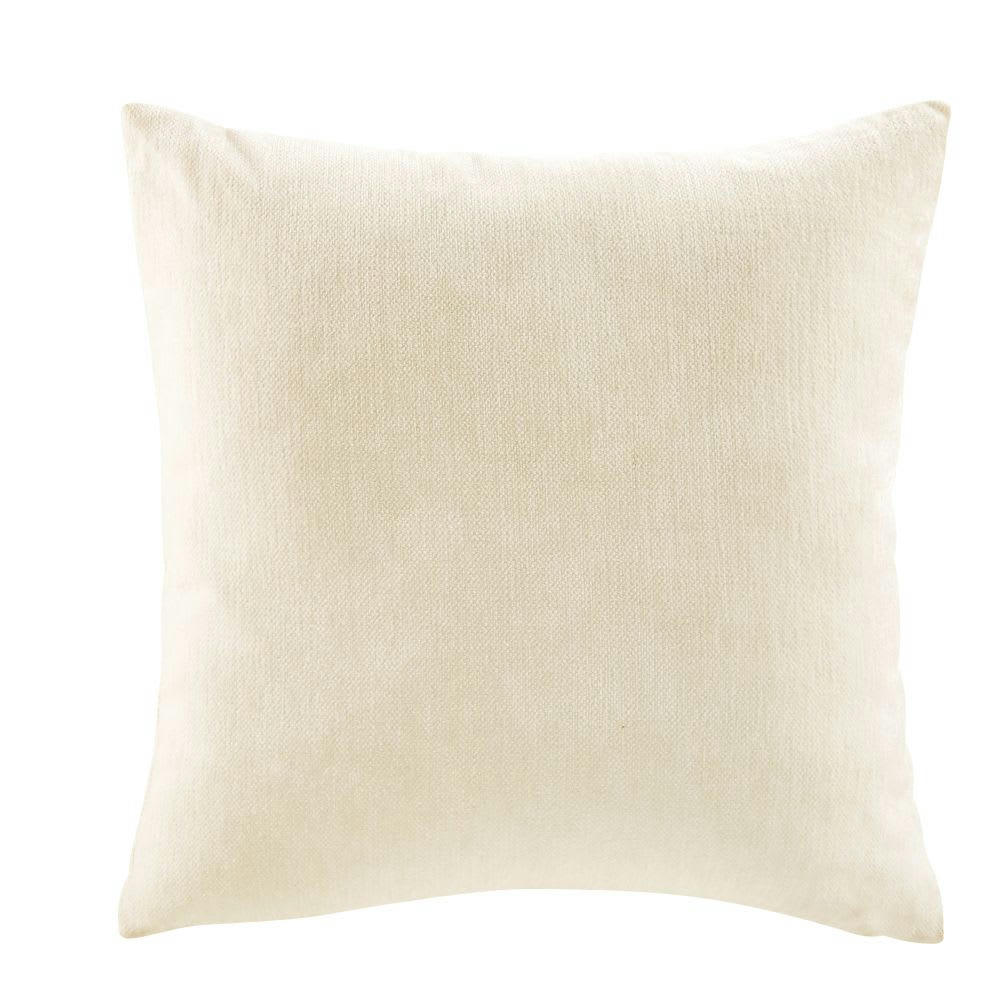 - Coussin en velours effet vieilli écru 45x45