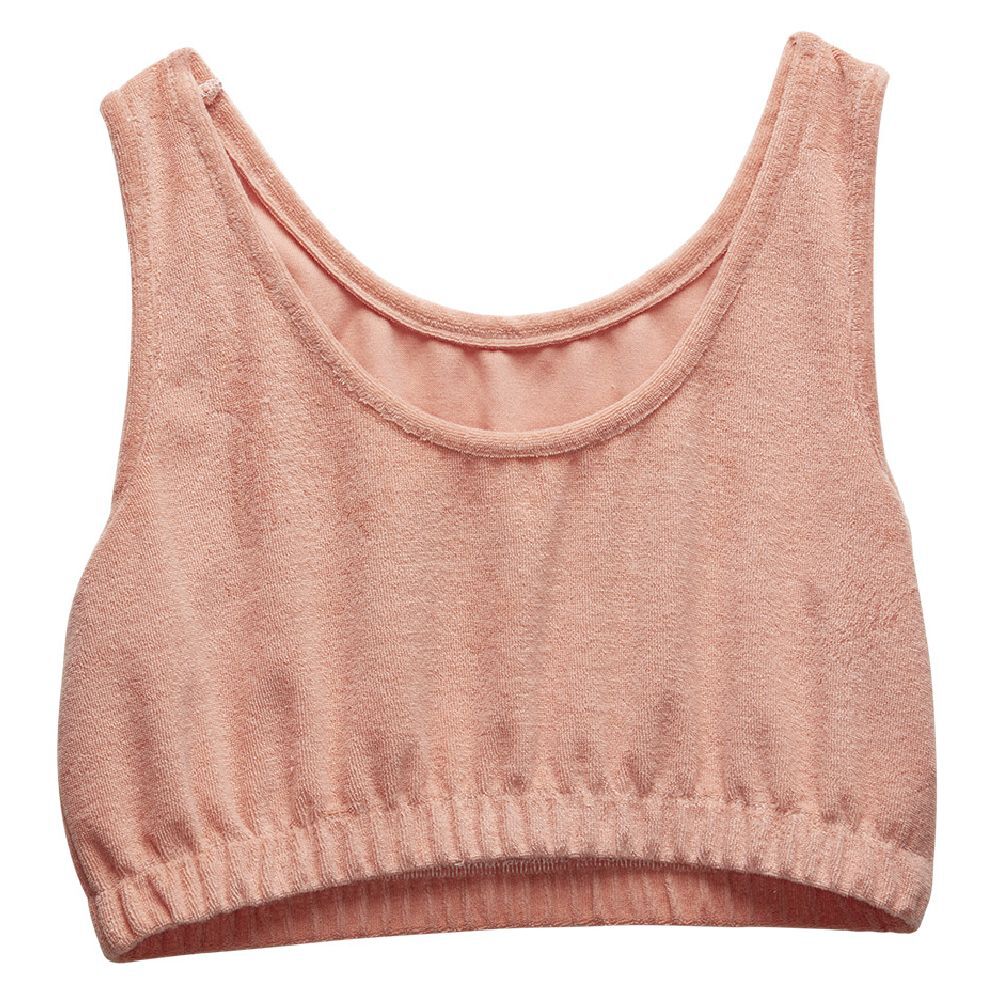 Débardeur crop top Femme tissu éponge rose