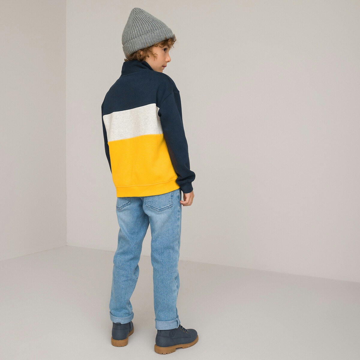 Sweat col montant zippé en molleton imprimé